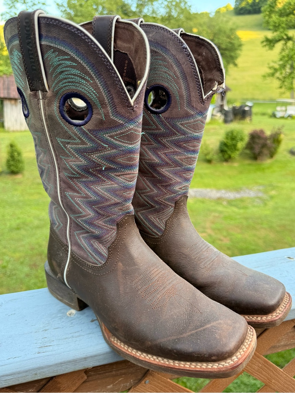 Women’s Brown Leather Combat & Moto Boots with Multicolor Stitching